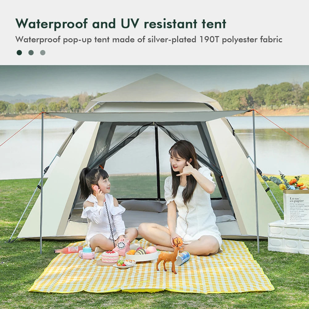 Easy Pop Up Camping Tent Waterproof Two-Door Instant Dome Tent