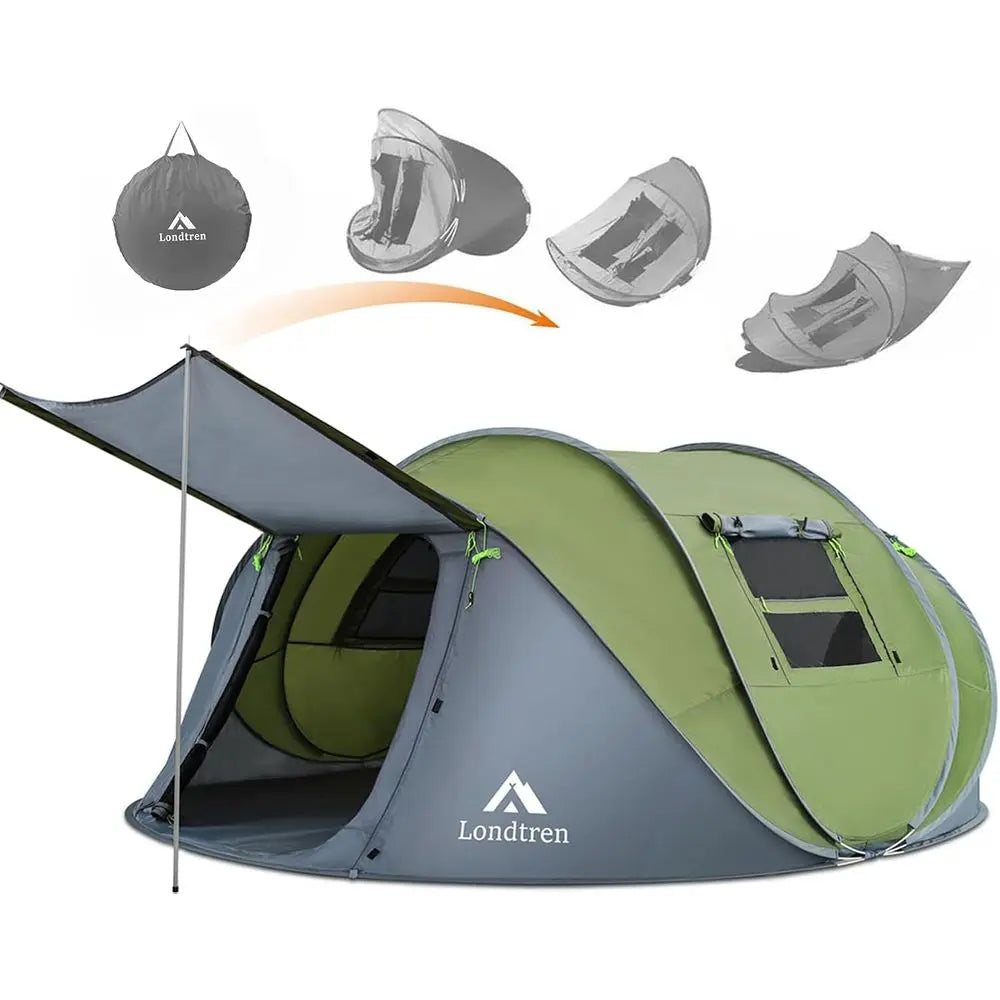 4-Person Waterproof Automatic Setup Tent for Family Camping and Hiking Adventures