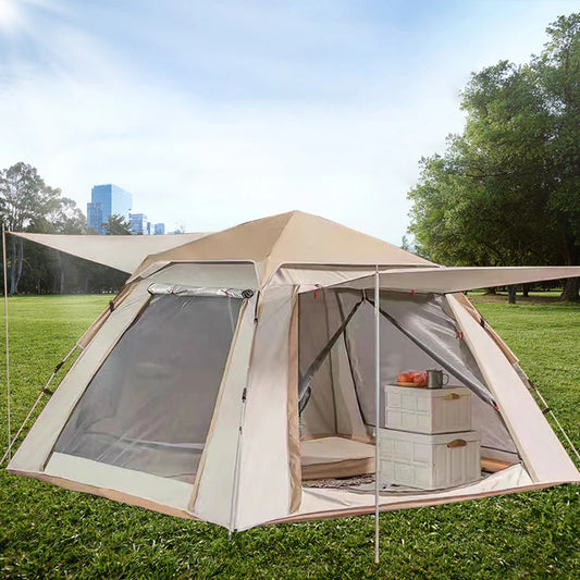 Easy Pop Up Camping Tents Automatic Quick Opening Two Doors Instant Tent Waterproof Large Size Family Tent for  Hiking