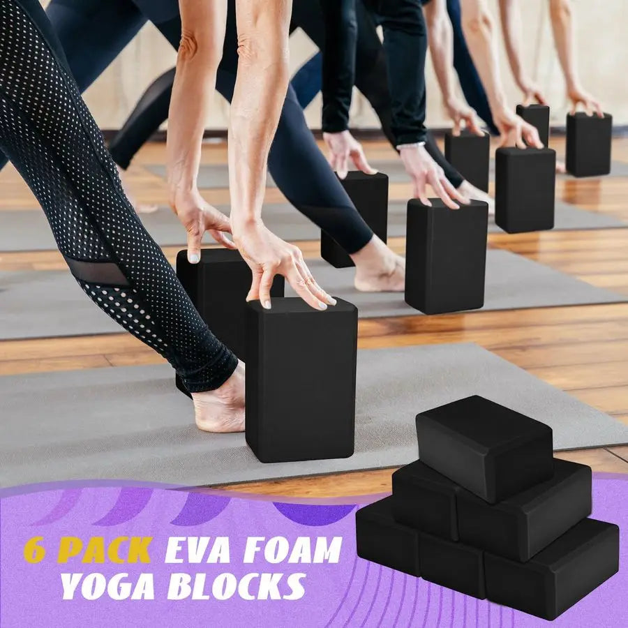 6 Pack Yoga Blocks 9 x 6 x 4 Inch Eva Foam Lightweight Non Slip Yoga Props for Yoga Pilates Stretching Meditation