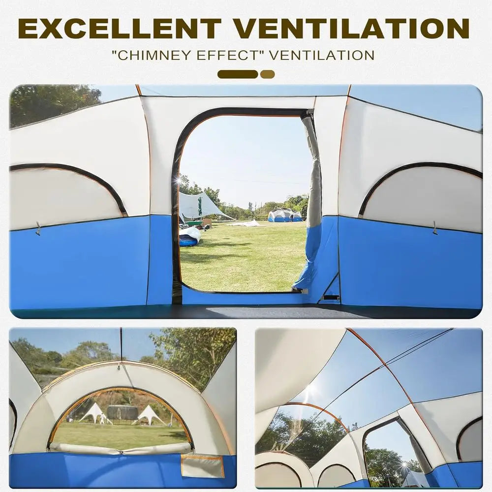 8-Person Waterproof and Windproof Family Tent with Rainfly, Divided Curtains for Privacy, Portable with Carry Bag