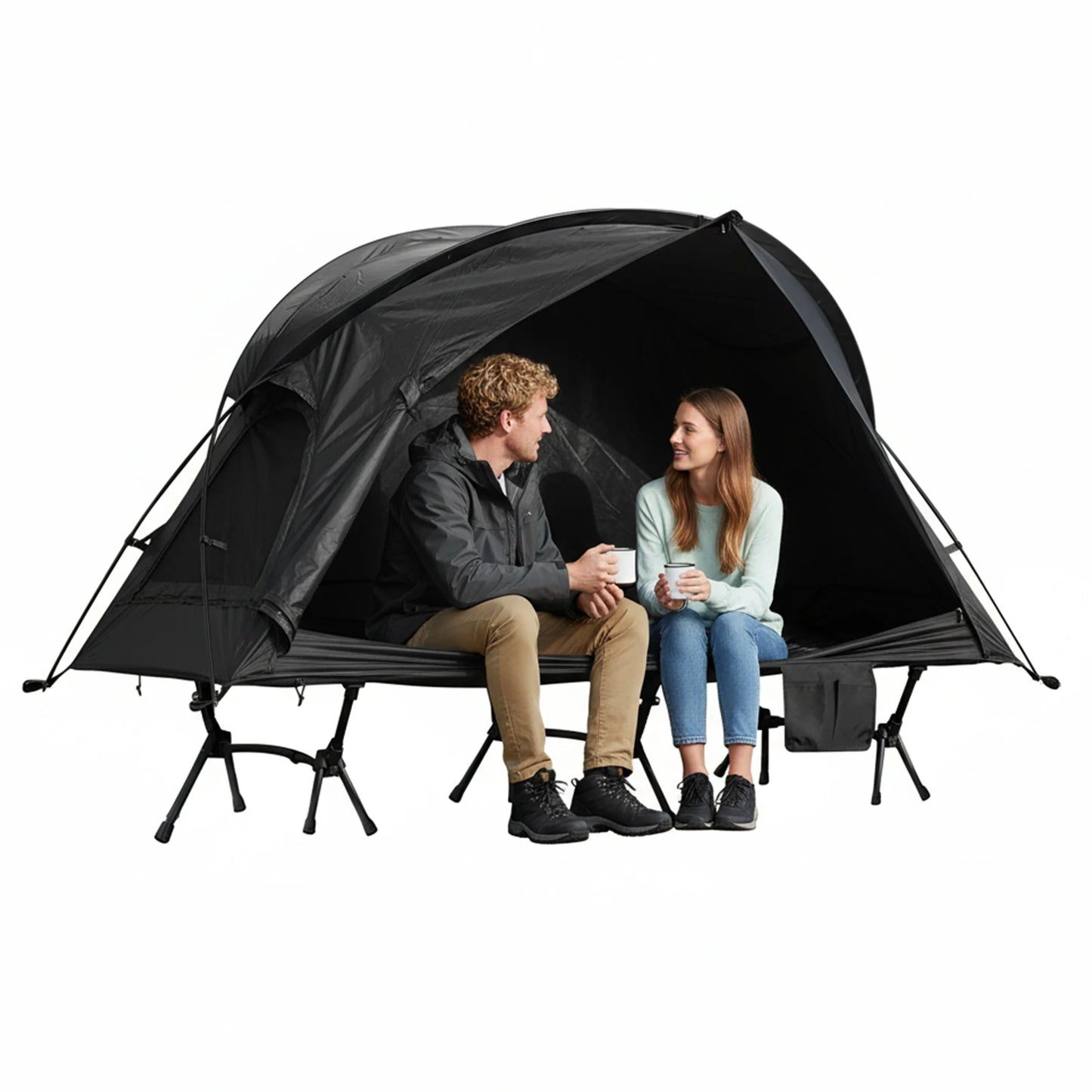 Portable Waterproof Off Ground Elevated Camping Tent With Storage Bag