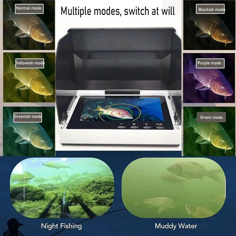 5" Underwater Fishing Camera,Portable LCD Monitor HD Fish Finder, IP67 Waterproof Camera 800 * 480 with Sun Visor,2000cd Brightn