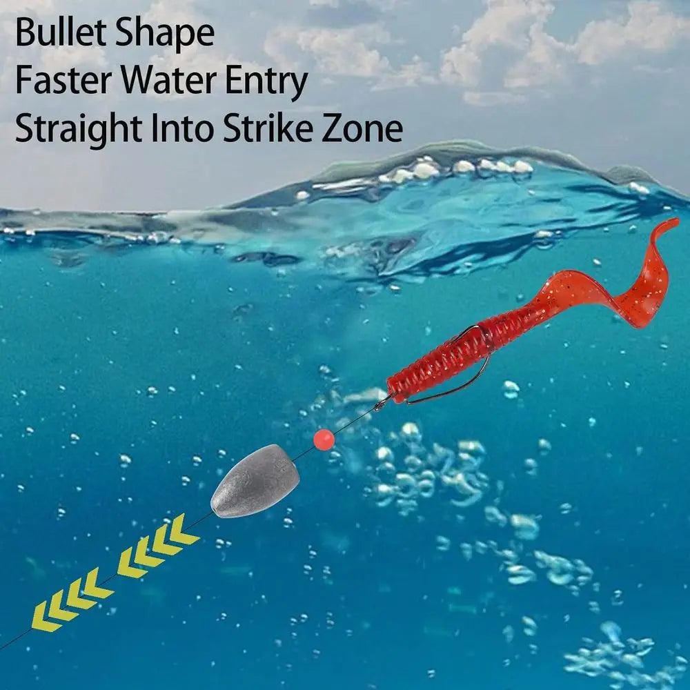 Bass Fishing Sinkers: Bullet, Flipping, Punching & Carolina Rig Weights - Freshwater & Saltwater Use 1/8, 3/16, 1/4, 3/8 oz