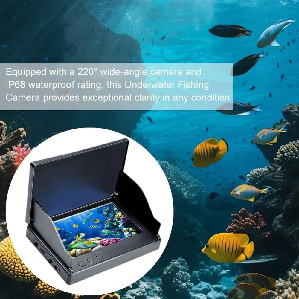 Waterproof Fish Finder Camera, Ice Fishing Fish Finder with 220° Wide-Angle Lens, Night Vision, Wide Angle Fishing Monitor Under