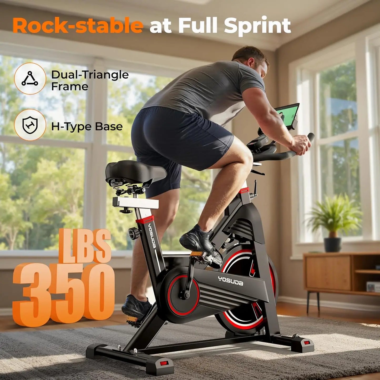 YOSUDA PRO Magnetic Exercise Bike 350 lbs Weight Capacity - Indoor Cycling Bike Stationary with Comfortable Seat Cushion