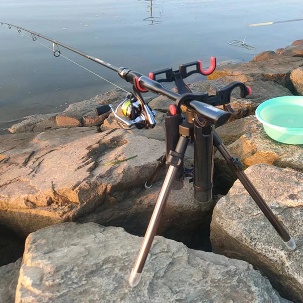Triangle Fishing Rod Support Adjustable Triangle Fishing Pole Rack Portable Multifunctional Fishing Accessories