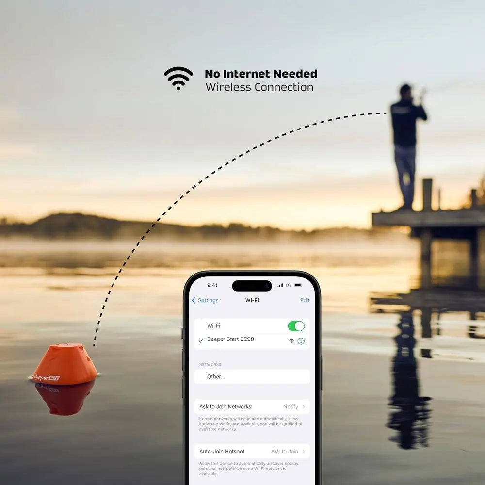 Start Fish Finder - Portable and Depth Finder for Recreational Fishing from Dock, Shore, Bank or Kayak | Castable Smart Sonar wi