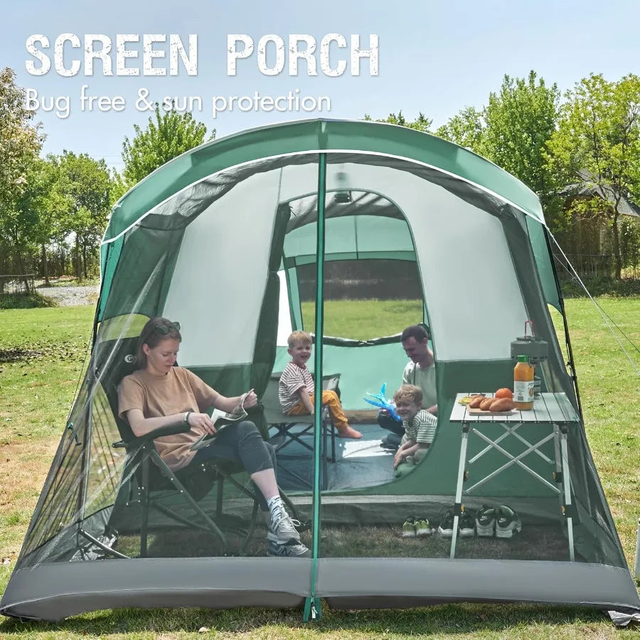 6/8/10 Person Family Camping Tent with Screen Room Water Resistant Big Tunnel Tent with Rainfly Large Family Tent for Outdoor C
