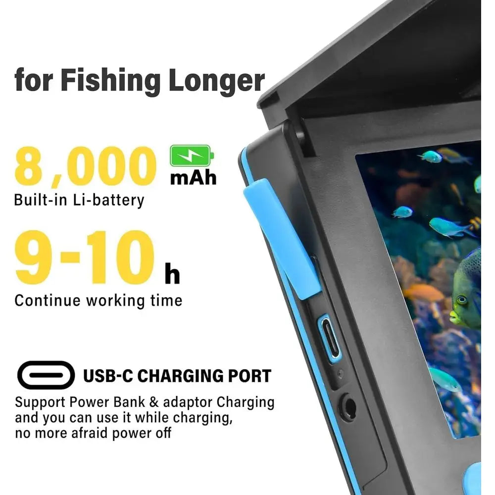 4.3 inch Fish Finder Underwater Fishing Camera, 8000mAh Li-Battery, Wide-Angle Infrared LED Night Vision Camera, Host IP65 Water