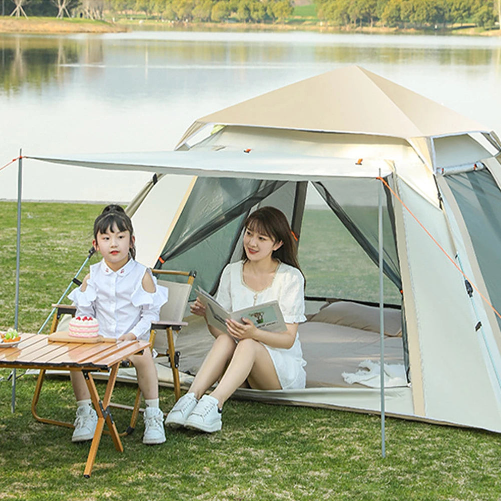 Easy Pop Up Camping Tents Automatic Quick Opening Two Doors Instant Tent Waterproof Large Size Family Tent for  Hiking