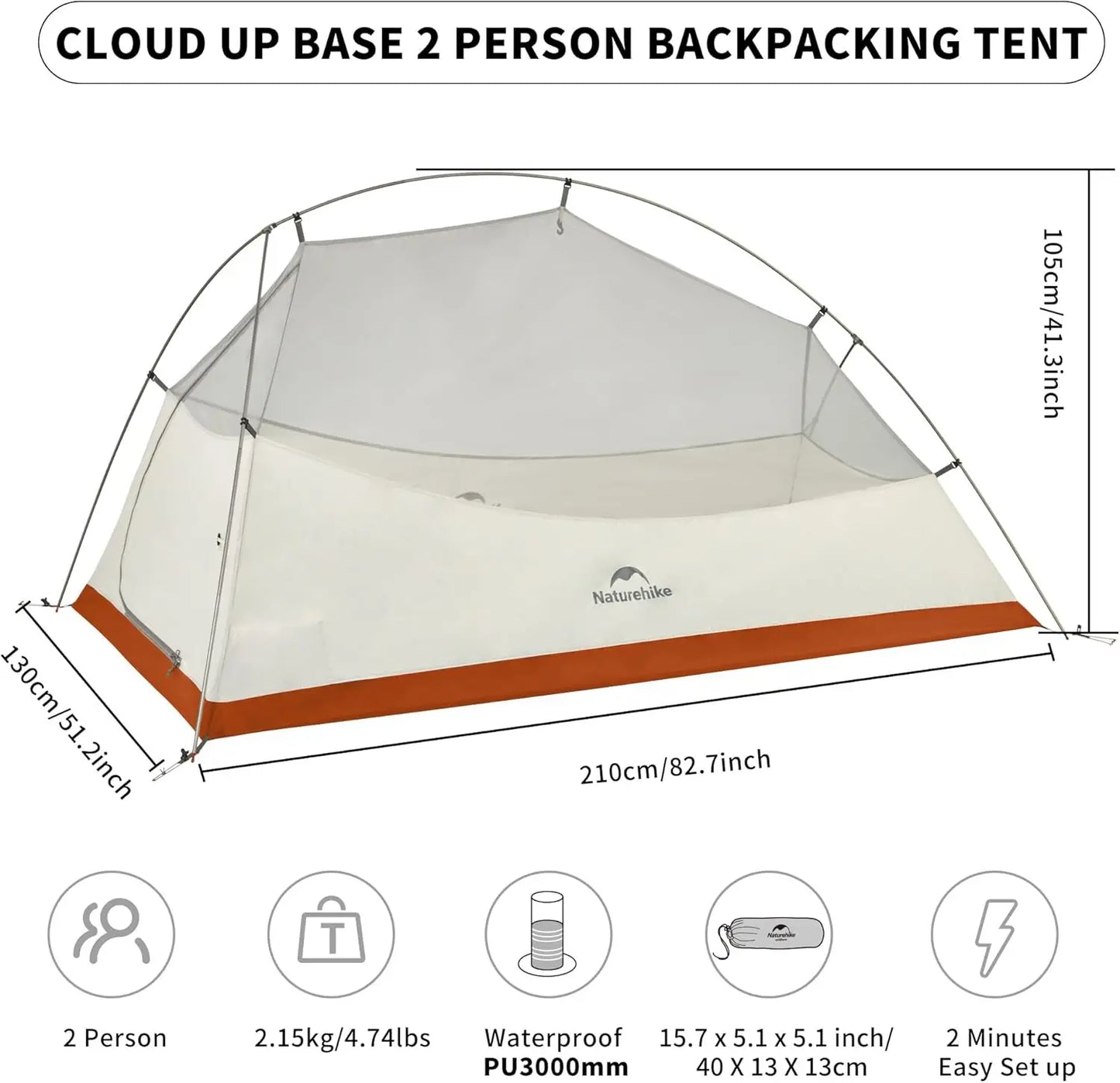Ultralight 2-Person Backpacking Tent with Footprint - Waterproof & Free Standing for Camping Hiking