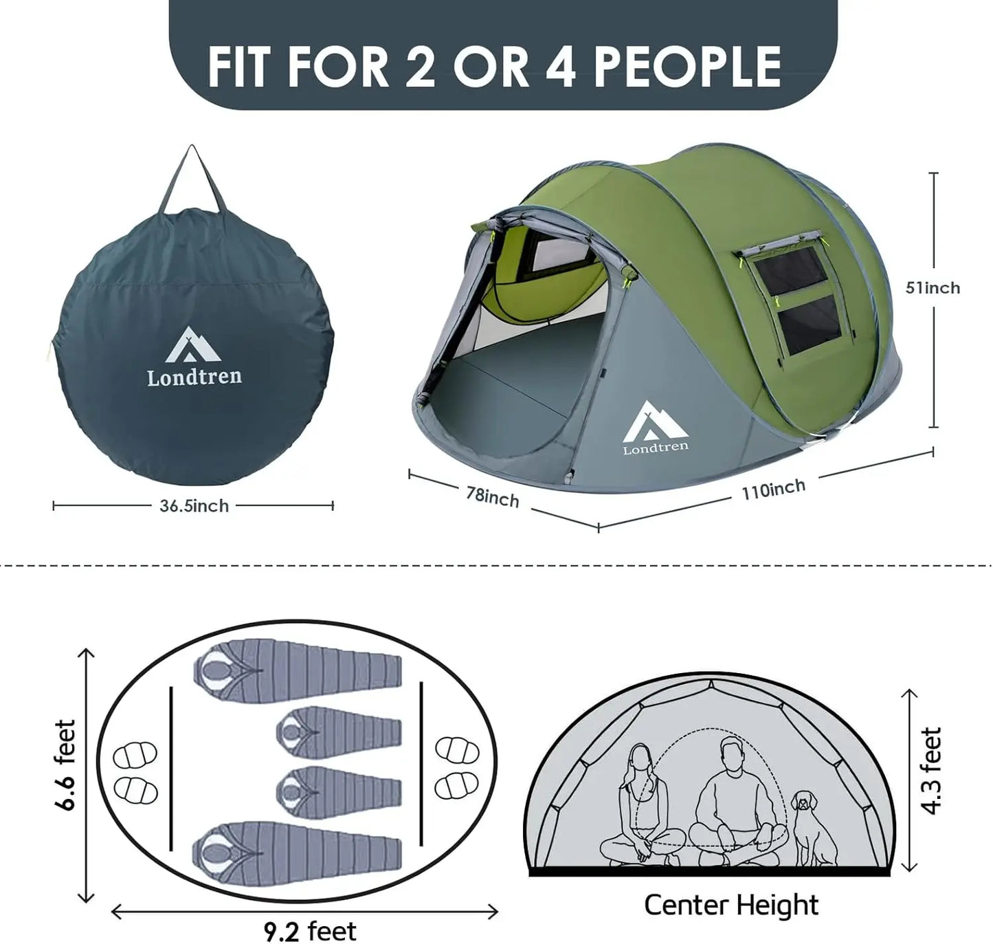 Waterproof Pop-Up Camping Tent with Instant Setup
