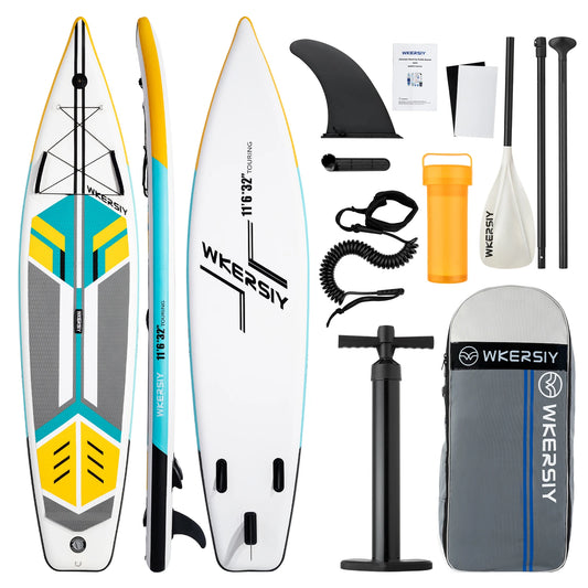 Wkersiy 11'6" Inflatable Paddle Board - Cruising SUP, Extra Wide & Stable for 2 Adults, Camera Mount, Yoga/Fishing/Adventure