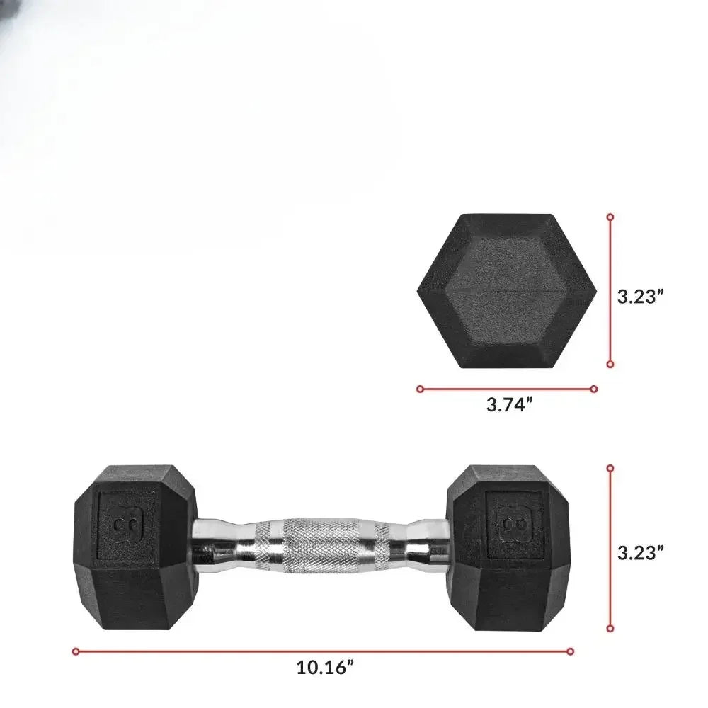 8lb Rubber Hex Dumbbell Set for Home Gym, Anti-Roll Design with Grip Handle for Weightlifting & Training