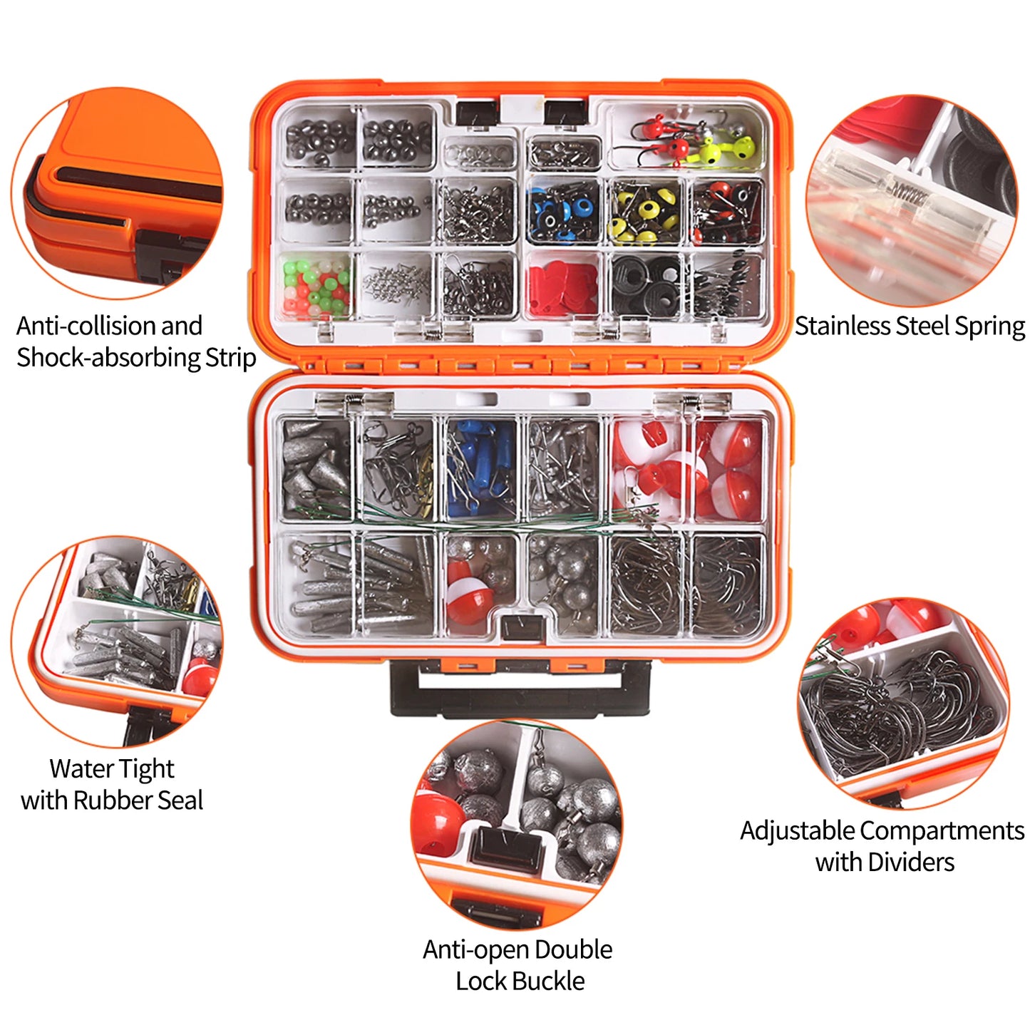 Fishing Parts Fishing Accessories Kit Including Tackle Box Fishing Hooks Weights Jig Heads Barrel Swivels Fishing Tool