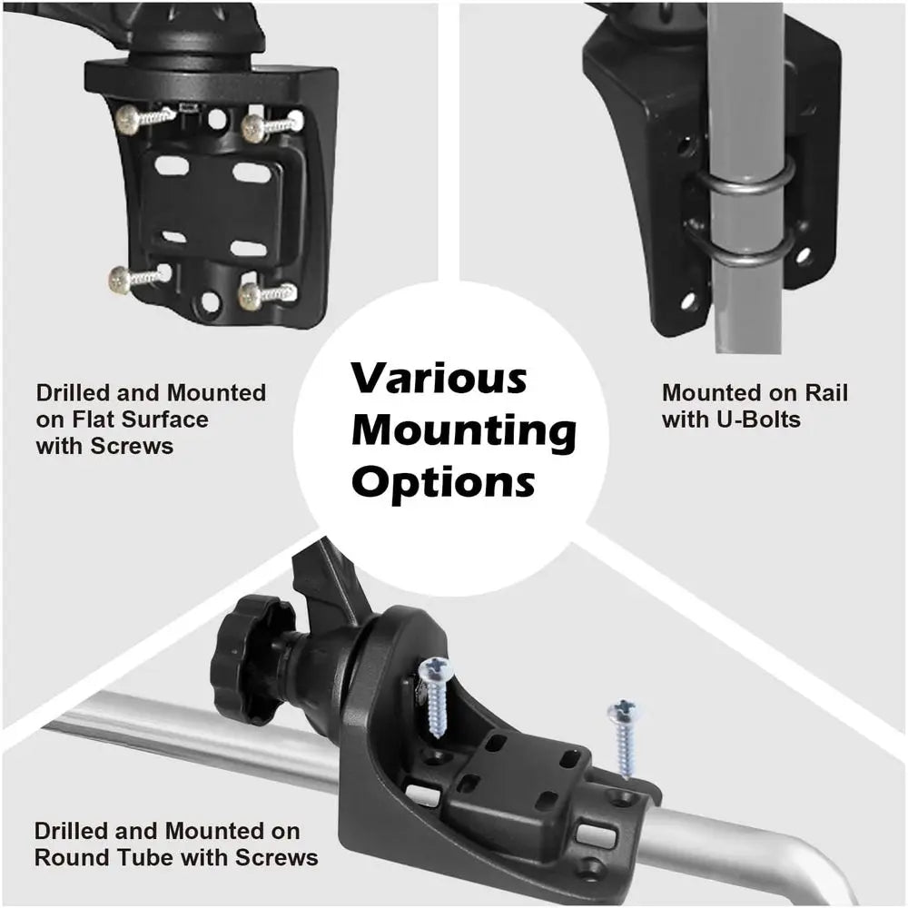 Aluminium Fish Finder/Chartplotter Mount, 360° Swivel Adjustable Marine Electronic Mount with Clamp Base, Holds 5" to 12" Screen
