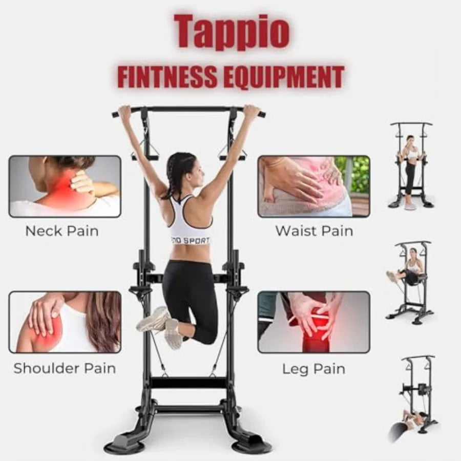 Power Tower Pull Up Bar for Home Gym Multi Functional Adjustable Height Workout Dip Station Strength Training Fitness Equipment