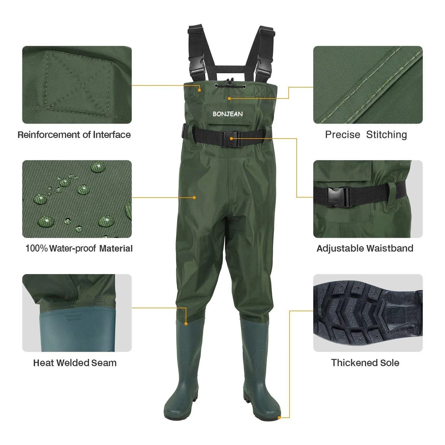 Waterproof Fishing Waders Pants With Boots Set for Man Women Fly Coarse Carp Fishing Gardening Farming Hunting Wader