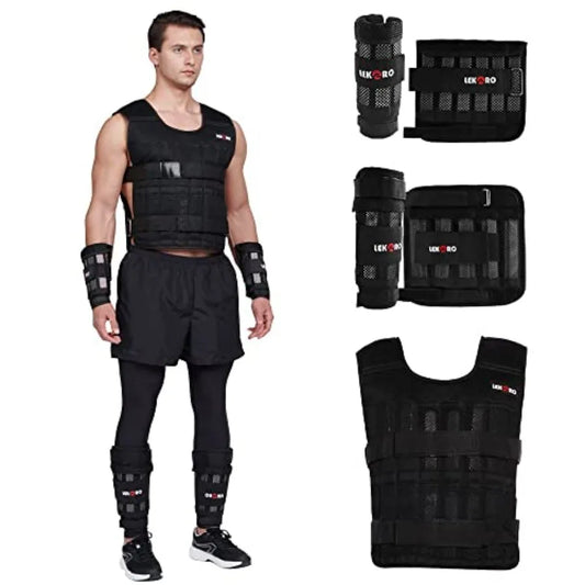 Adjustable Weighted Vest for Men Women Workout 10-50lbs Removable Steel Plates Strength Training Cardio Fitness Vest in Black