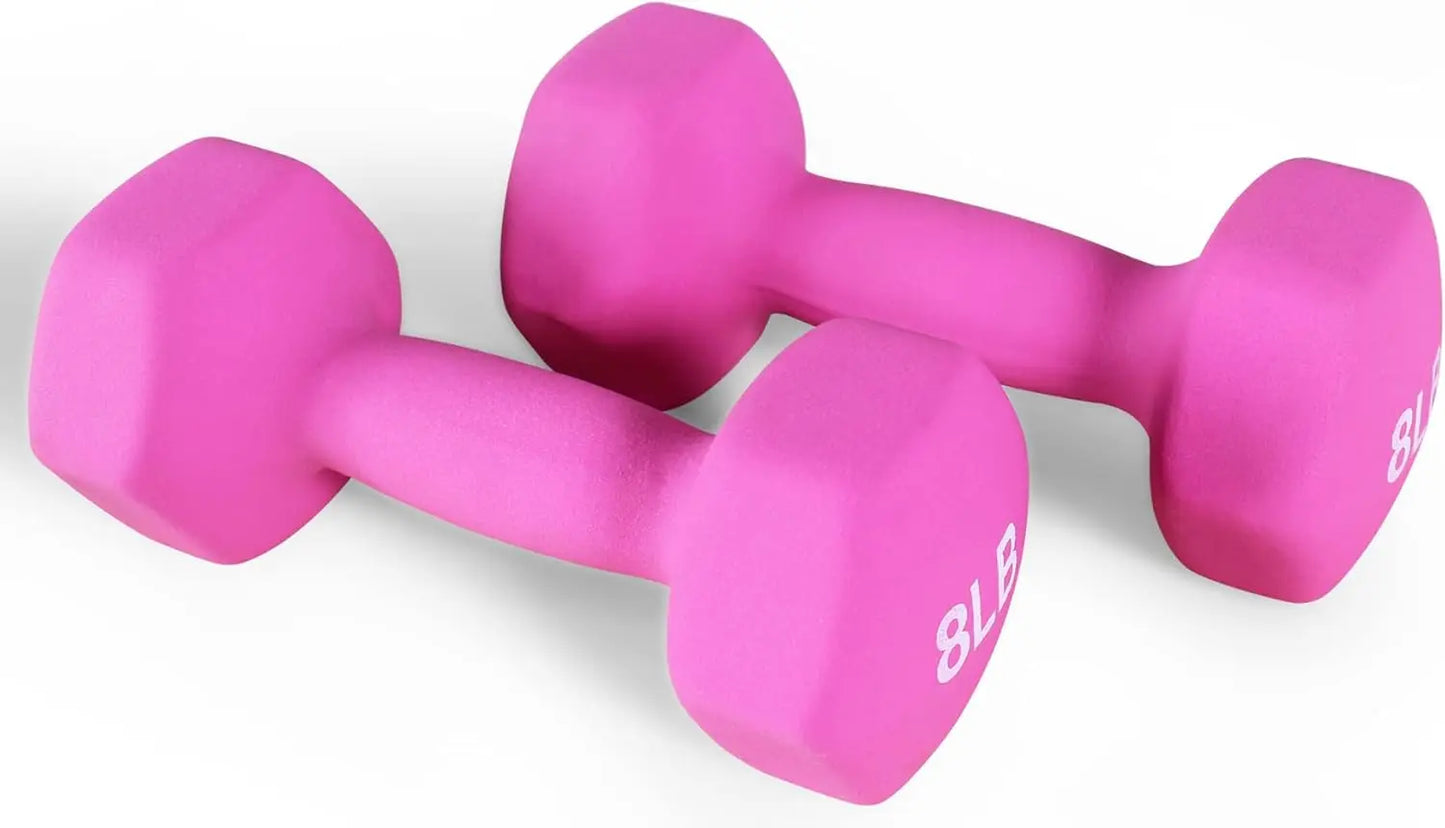 Anti-Slip Hex Dumbbell Set with Stand, Colorful Weights for Home Fitness