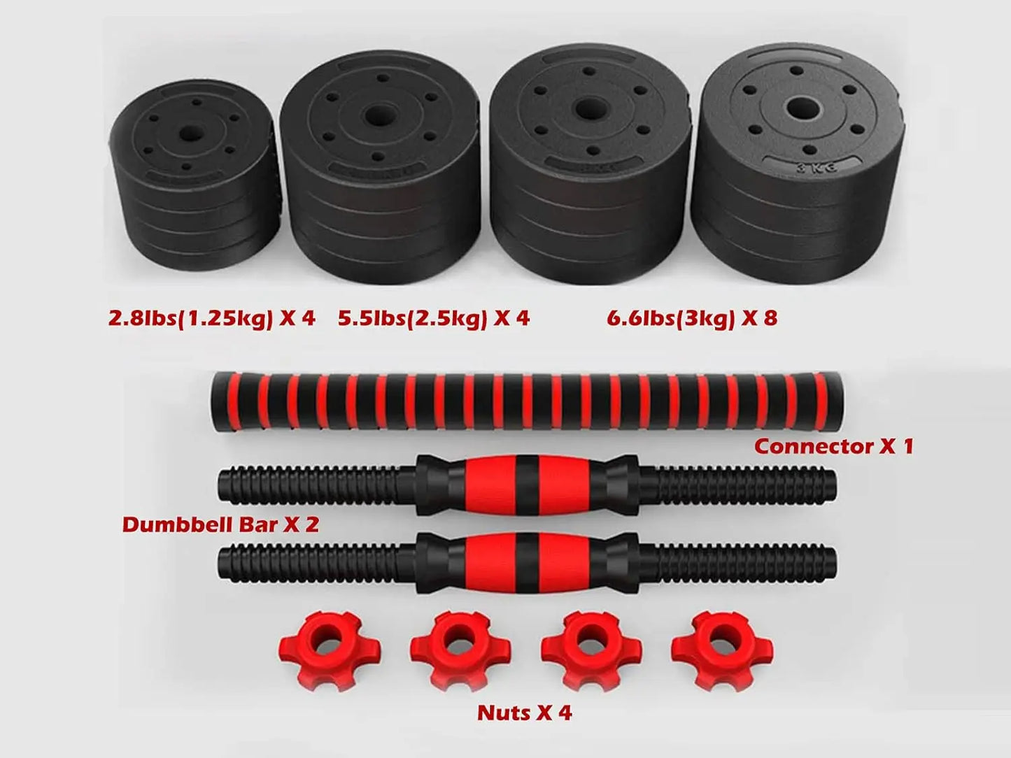 Adjustable Dumbbell Set Up to 88Lbs, Converts to Barbell for Home Gym Workouts