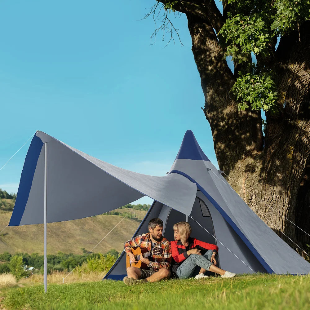 Two-Person Quick Setup Waterproof Teepee Tent With Floor