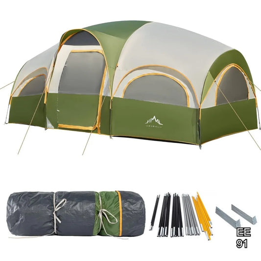 Waterproof 8-Person Family Camping Tent with Rainfly, Privacy Curtains, and Carry Bag for Outdoor Adventures