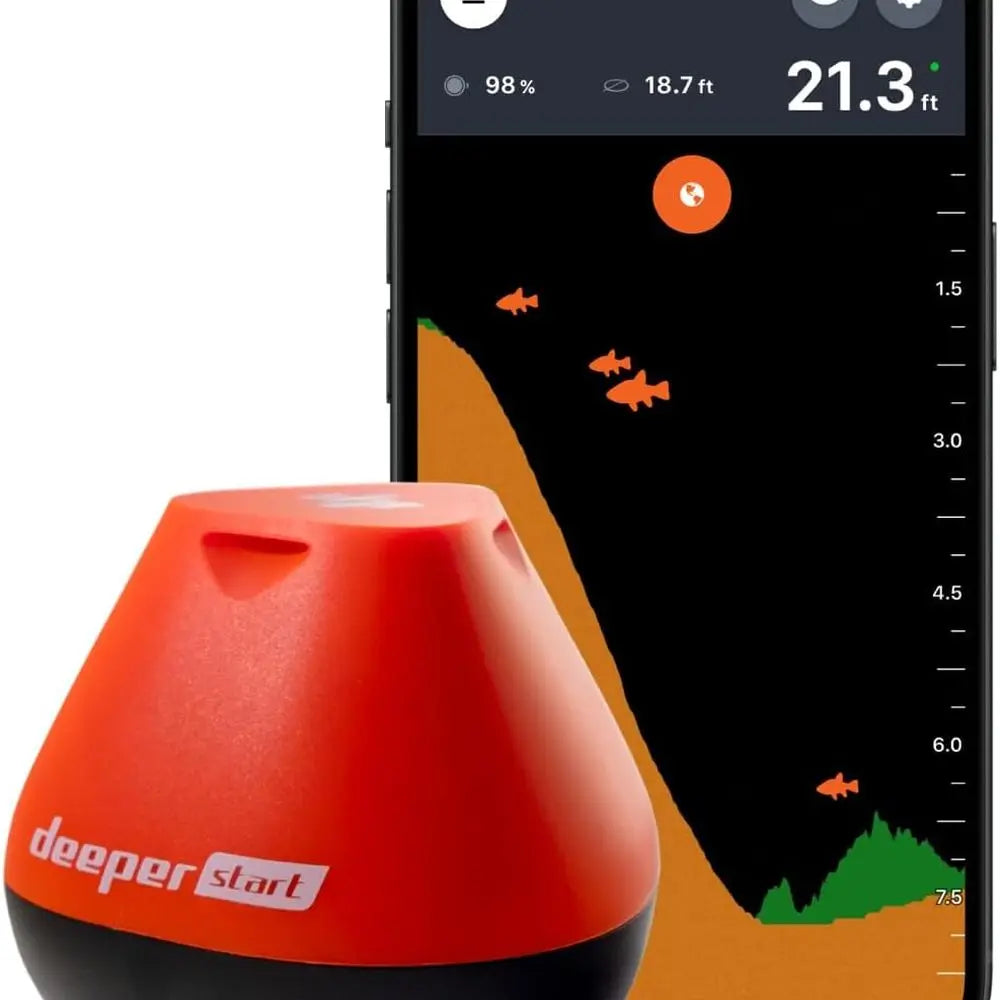 Start Fish Finder - Portable and Depth Finder for Recreational Fishing from Dock, Shore, Bank or Kayak | Castable Smart Sonar wi