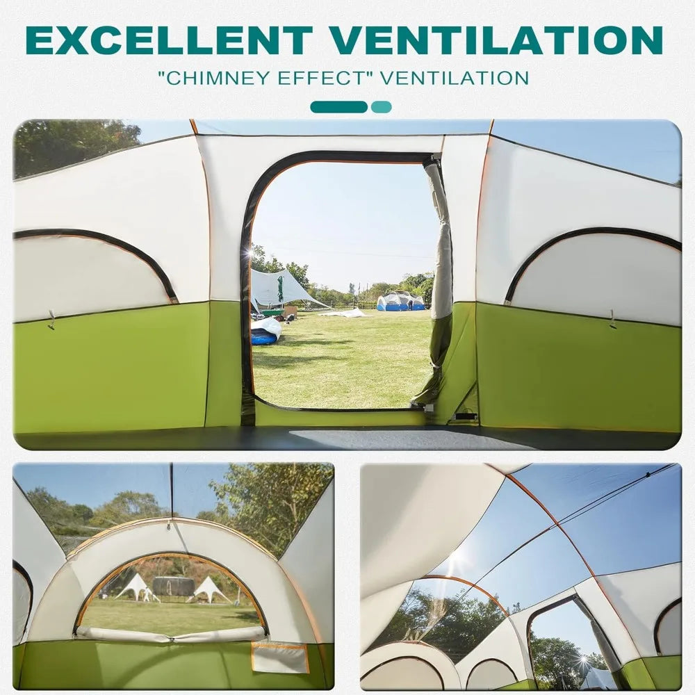 Waterproof 8-Person Family Camping Tent with Rainfly, Privacy Curtains, and Carry Bag for Outdoor Adventures