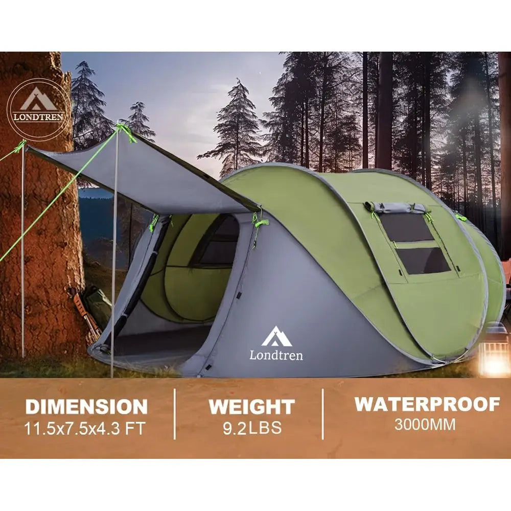 4-Person Waterproof Automatic Setup Tent for Family Camping and Hiking Adventures
