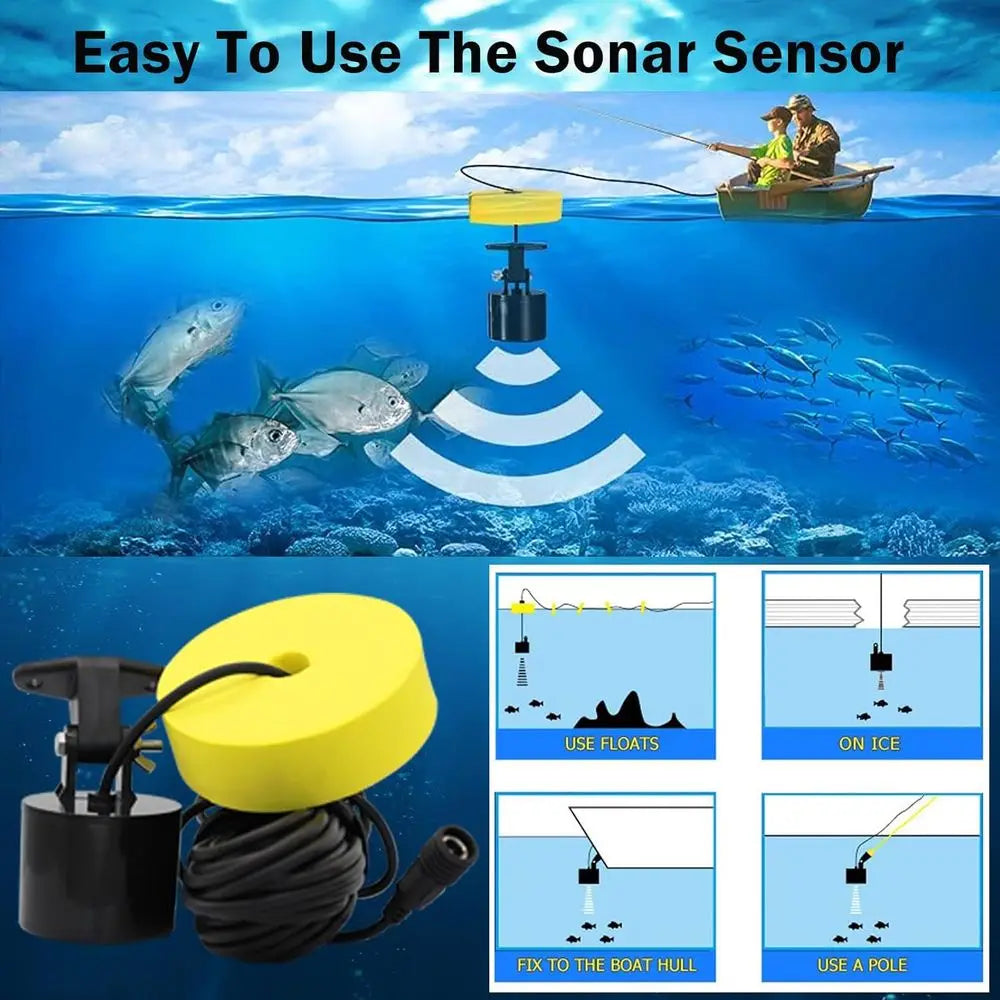 Portable Fish Finder, Handheld Fish Depth Finder Contour Readout Fishfinder Ice Kayak Shore Boat Fishing Fish Detector Device wi