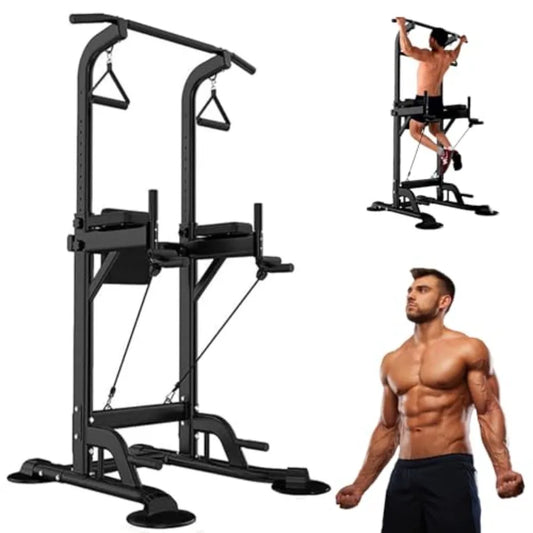 Power Tower Pull Up Bar for Home Gym Multi Functional Adjustable Height Workout Dip Station Strength Training Fitness Equipment
