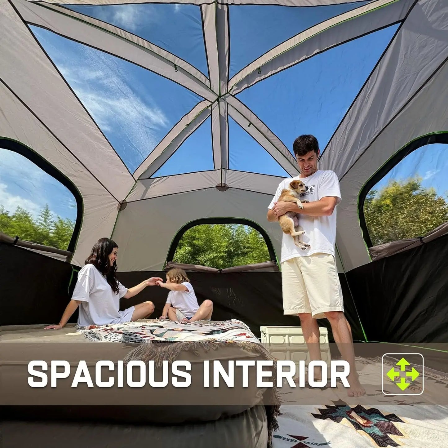 6-Person Waterproof Camping Tent, Easy Setup with Rainfly and Mesh Windows for Family Outdoor Adventures