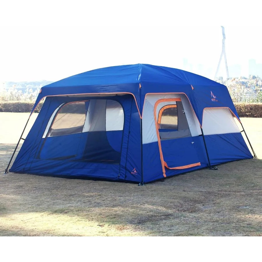 Extra Large Tent for 6101214 People with 2 Rooms 3 Doors and 3 Windows Mesh Panels Straight Wall Design Waterproof Double Layer