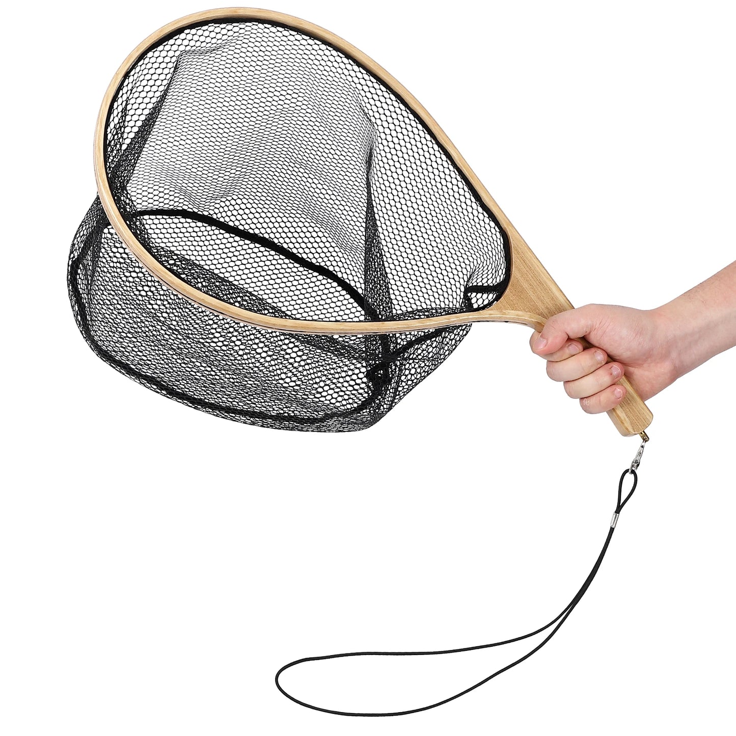 Fly Fishing Landing Net Curved Handle Fishing Net with Black Deep Net Freshwater Fishing Landing Net Small Mesh Fishing Net