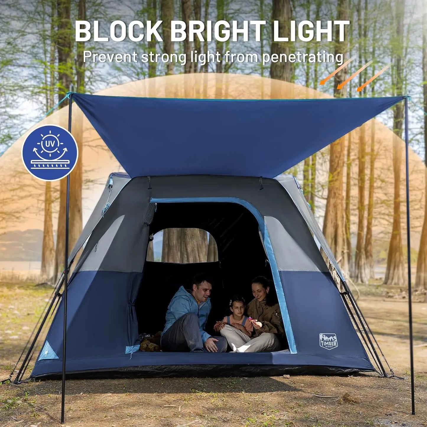 5-6 Person Instant Cabin Tent with Blackout Design, Water-Resistant for Family Camping and Outdoor Adventures