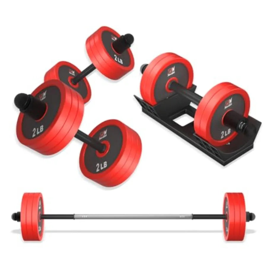 Adjustable Dumbbell Set 20-90lbs with Carbon Steel Rack and Connector Barbell Free Weights for Home Gym Workout Equipment in Bl