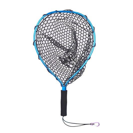 Aluminum Alloy Fishing Net  Fly Fishing Net Soft Rubber Mesh Catch and Release Net with Carabiner Fishing Gifts for Men