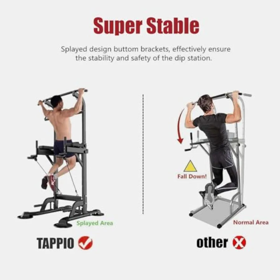 Power Tower Pull Up Bar for Home Gym Multi Functional Adjustable Height Workout Dip Station Strength Training Fitness Equipment