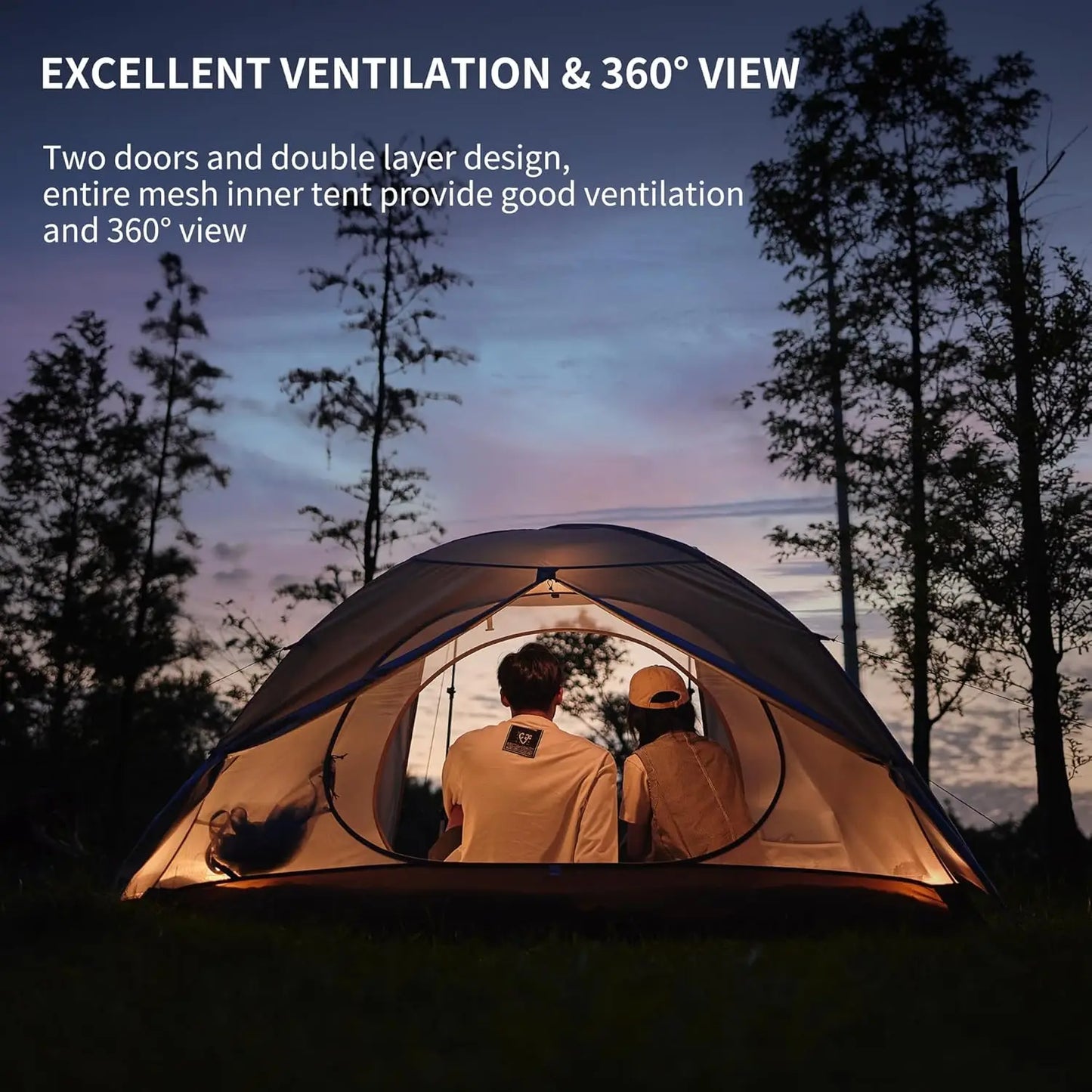 Waterproof Backpacking Tent With UV Protection Lightweight Double Layer