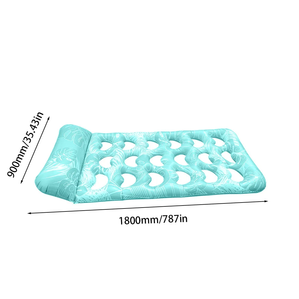 Inflatable Floating Bed with Headrest Inflatable Water Sleeping Bed Portable Swimming Pool Air Mattress for Swimming Pool Party