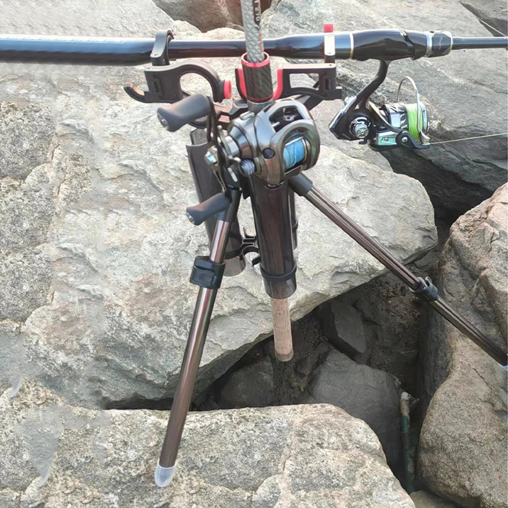 Triangle Fishing Rod Support Adjustable Triangle Fishing Pole Rack Portable Multifunctional Fishing Accessories