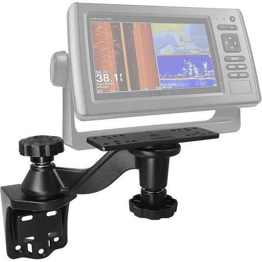 Aluminium Fish Finder/Chartplotter Mount, 360° Swivel Adjustable Marine Electronic Mount with Clamp Base, Holds 5" to 12" Screen