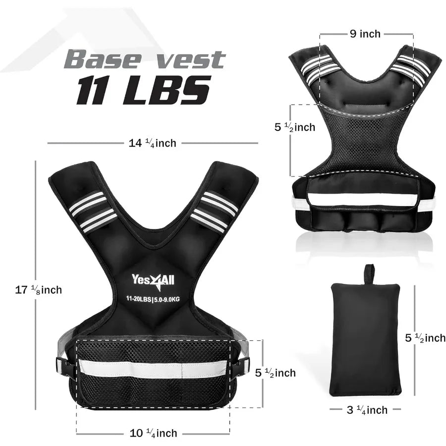 Adjustable Weighted Vest 11-20 lbs with Reflective Strip, Large Weight Vest for Strength Training for Men & Women
