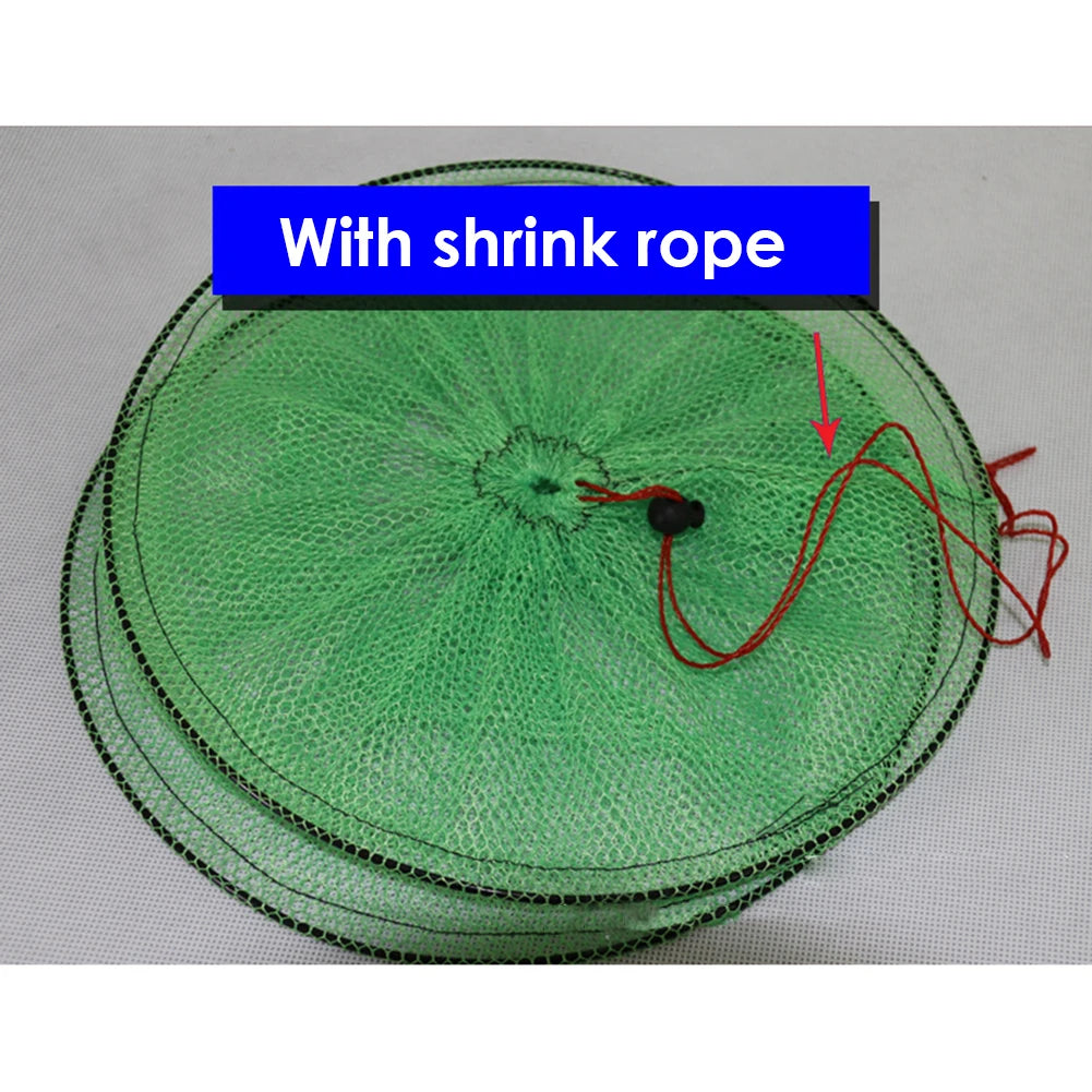 Foldable Nylon Fish Crawdad Crab Trap Net Basket Outdoor Fish Guard Nets Mesh
