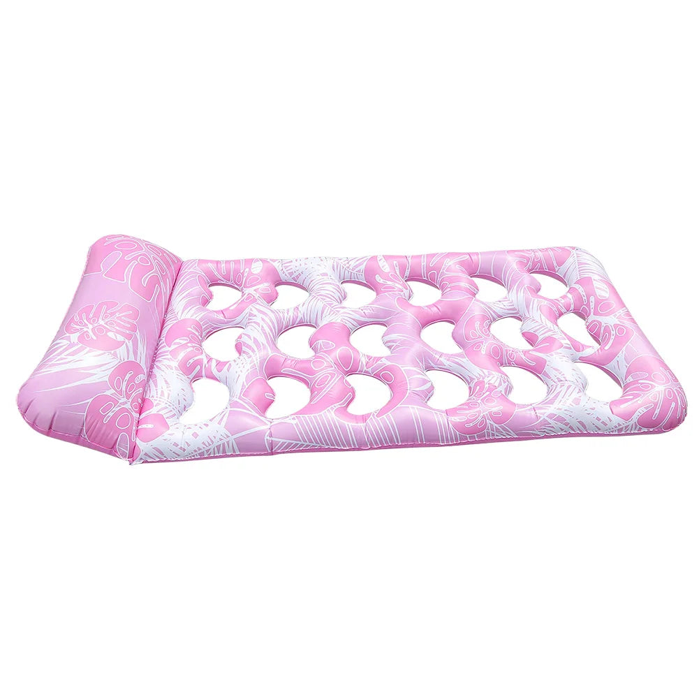 Inflatable Floating Bed with Headrest Inflatable Water Sleeping Bed Portable Swimming Pool Air Mattress for Swimming Pool Party