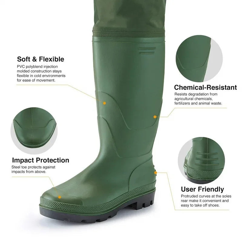 Waterproof Fishing Waders Pants With Boots Set for Man Women Fly Coarse Carp Fishing Gardening Farming Hunting Wader