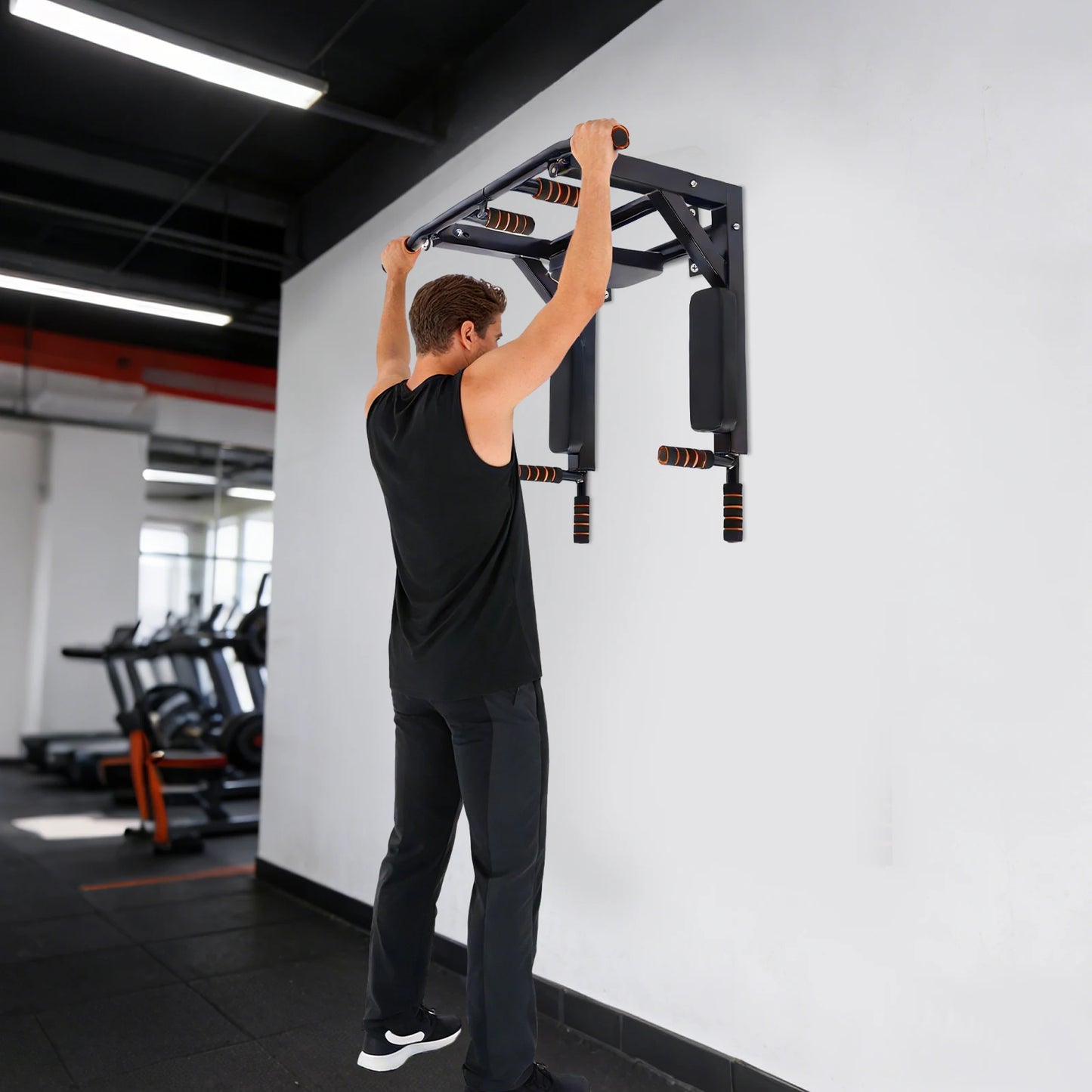 Wall Mounted Pull Up Bar Chin Up bar Multifunctional Dip Station for Indoor Home Gym Workout Training Equipment