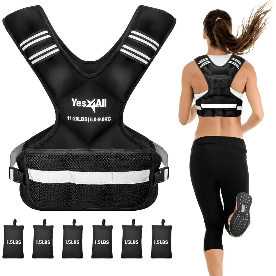 Adjustable Weighted Vest 11-20 lbs with Reflective Strip, Large Weight Vest for Strength Training for Men & Women